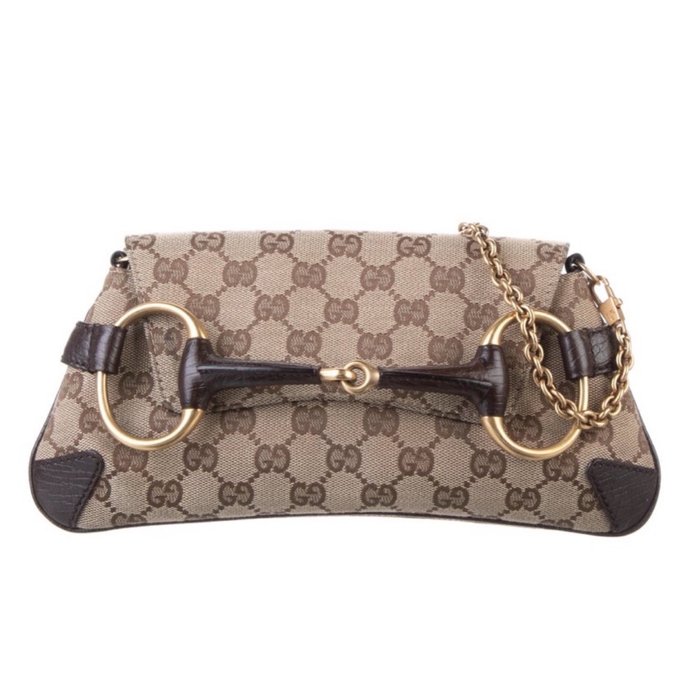 Gucci Tan and Gold Clutch